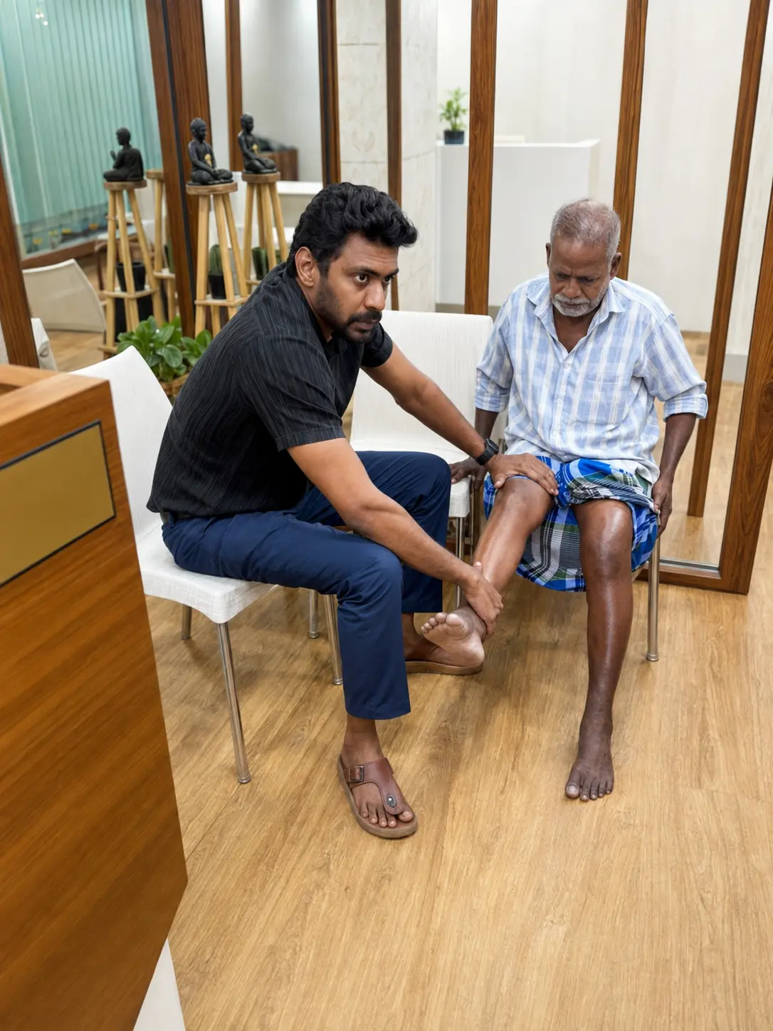 Firstline clinician assessing a patient